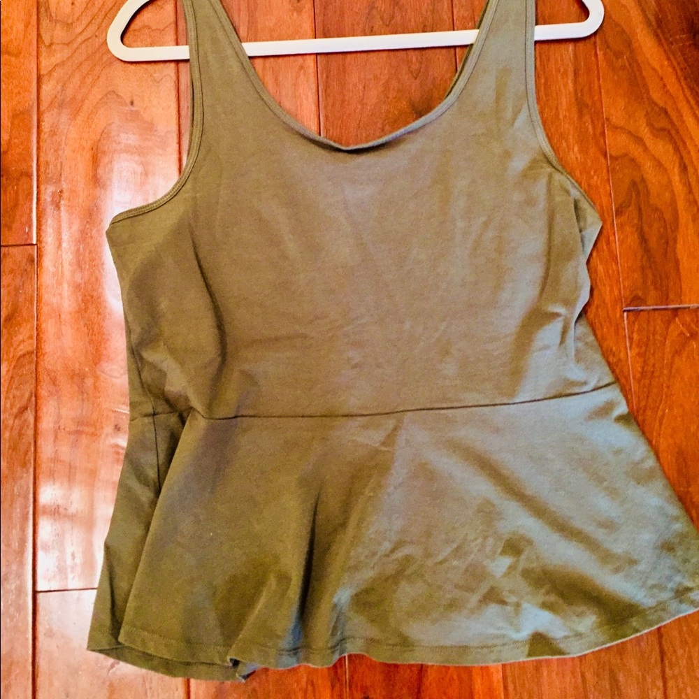 Express; Olive green peplum top